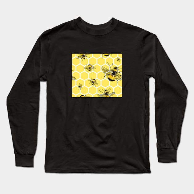 Honeycomb bee pattern Long Sleeve T-Shirt by Ranp